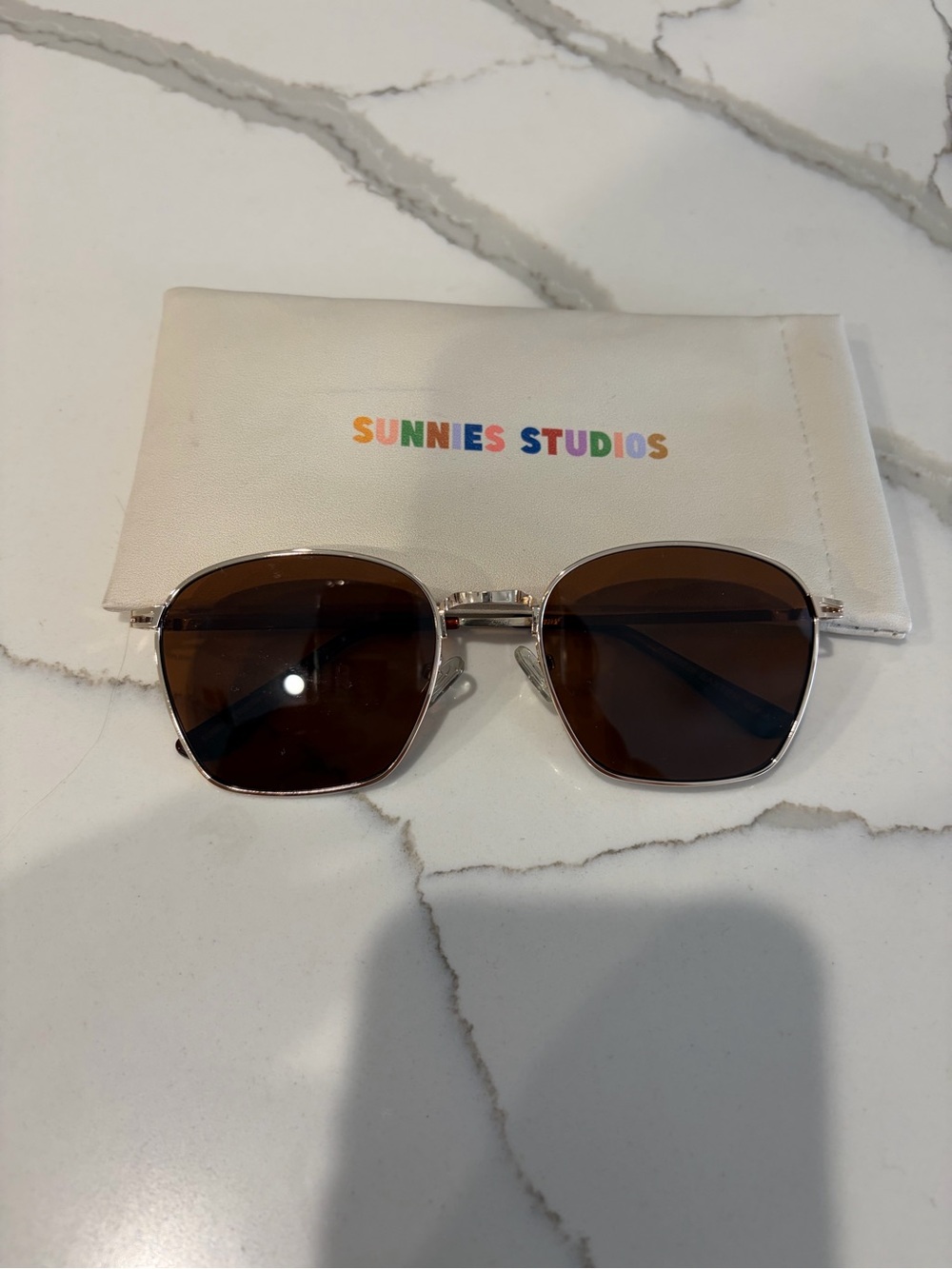 Sunnies Studios Brown Lens Silver Frame Sunglasses unisex
